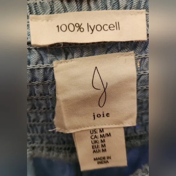 Joie 100% Lyocell Blue Smocked Chambray Resort Ready Pants Size M - Picture 5 of 5